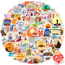 MonEnfance 200pcs Spanish Motivational Stickers for Adults Students Inspirational Stickers for Water Bottles Affirmation Positive Quotes Sticker Bulk Spanish Class Teacher Scrapbook