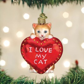 OLD WORLD CHRISTMAS I LOVE MY CAT HEART CHRISTMAS ORNAMENT 30051