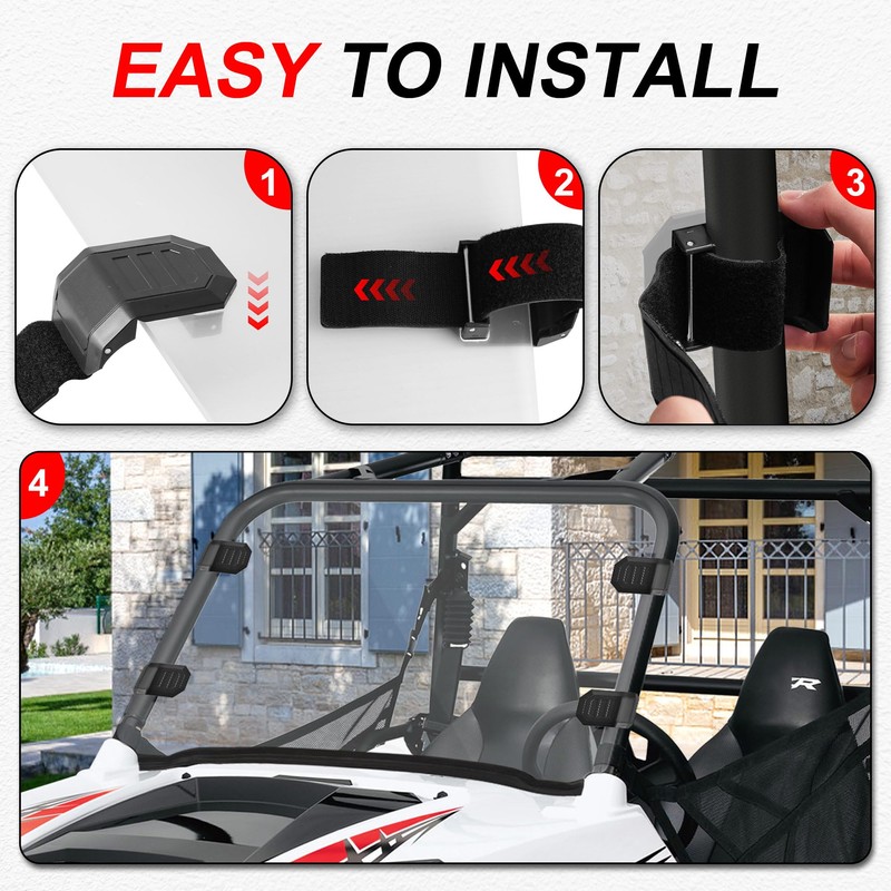 UTV Windshield Adjustable Mounting Clamp Kit Windshield Fixed Clamps Straps