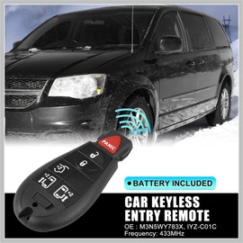 RATCHROLL Replacement Keyless Entry Remote Car Key Fob M3N5WY783X 433Mhz for Dodge Grand Caravan for Chrysler Town and Country 6 Buttons with Door Key Replacement Car Parts