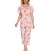 ENJOYNIGHT Women's Cotton Pajamas Set Short Sleeve Top with Capri