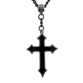 Alchemy Gothic Black Enamel Osbourne`s Cross Necklace