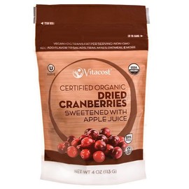 Vitacost Certified Organic Dried Cranberries Sweetened with Apple Juice -- 4 oz (113 oz)