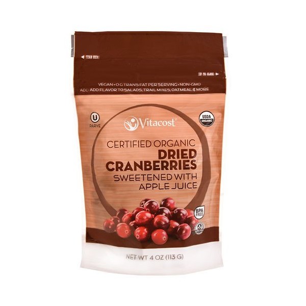 Vitacost Certified Organic Dried Cranberries Sweetened with Apple Juice --