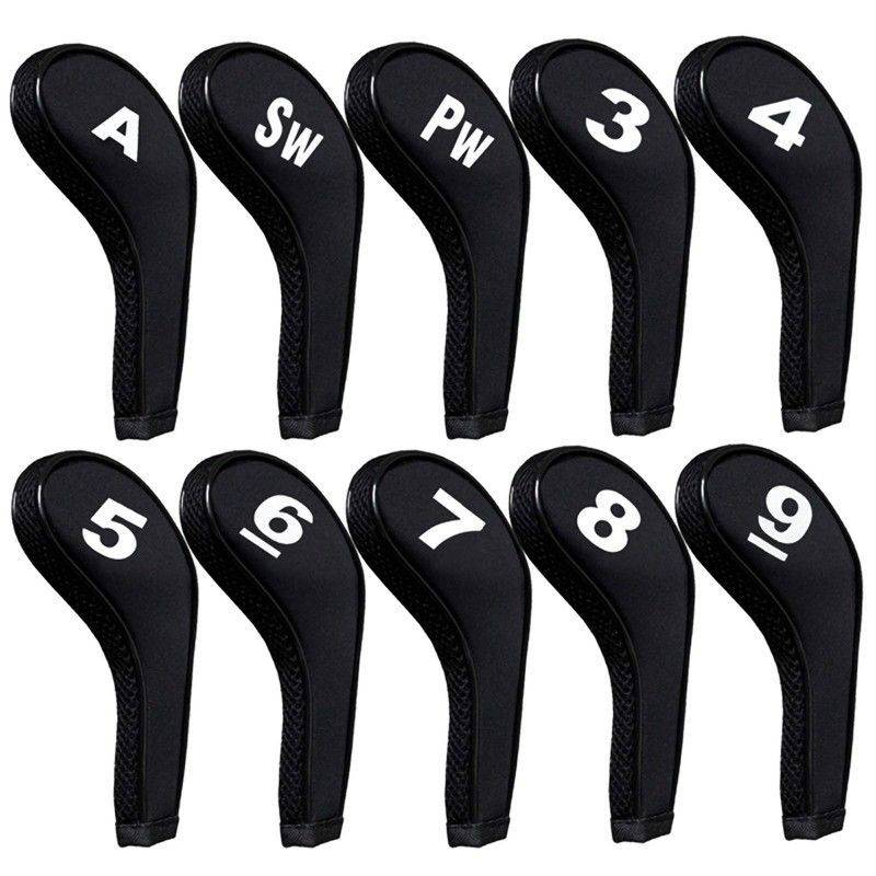 Andux Count Printed Golf Iron Covers with Zipper Long Neck