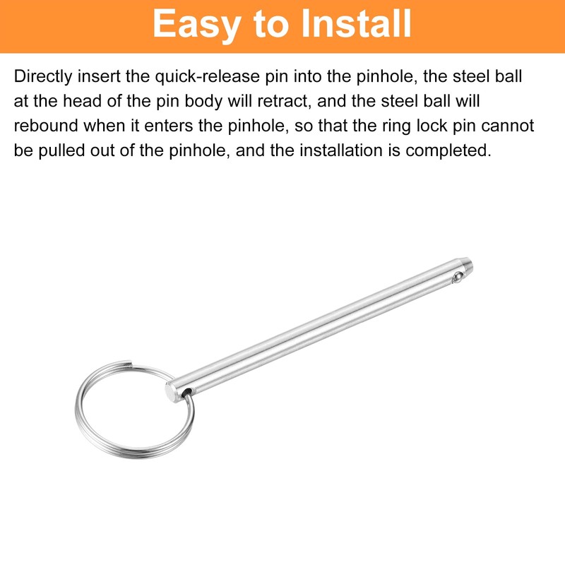 sourcing map 2Pcs 6.3mmx77mm Quick Release Pins, 316 Stainless Steel