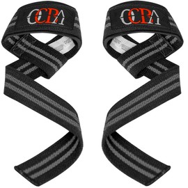 OCBA Wrist Straps Wraps for Weightlifting Heavy Duty Wrist Wraps Cotton Padded Gym Wrist Supports Bodybuilding Powerlifting Fitness Grips One Size Fits All with Thumb Support (Grey Stripe)
