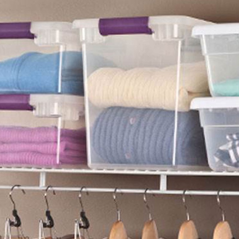 Sterilite 27 Quart Clear Latch Lid Storage Container Tote, 6