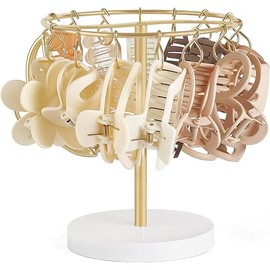 Dahey Claw Clip Organizer Holder Stand Metal Tie Storage Display Hair Accessories Bedroom Bathroom College Dorm Room Decor for Women and Girls, Gold