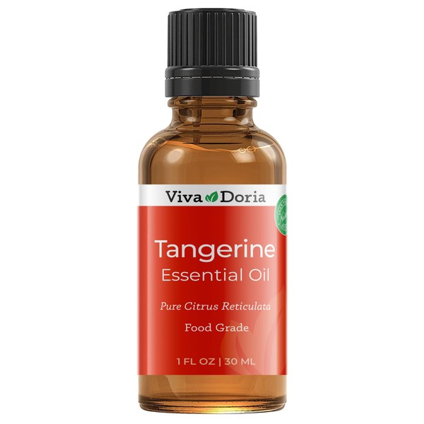 Viva Doria 100% Pure Tangerine Essential Oil, Undiluted, Food Grade, Cold Pressed, Made in USA, 30 mL (1 Fluid Ounce)