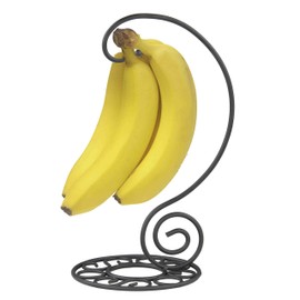 Home Basics Powder Coated Steel Scroll Collection Banana Holder Tree, Rust Resistant, Kitchen Countertop, Black