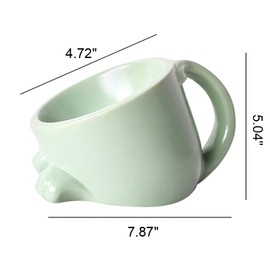 apott Raised Cat Bowls with Handle Tilted Cat Dish Ceramic Pet Food Water Bowl for Indoor Outdoor Kitten Small Dogs Puppy Light Green