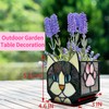 Entlityful Stained Glass Black Cat Flower Pot,Succulent Pots with Drainage,Unique