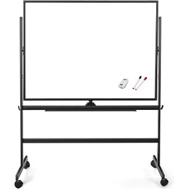 BIBOC 32x48 Inches Large Mobile Dry Erase Whiteboard with Rolling Stand - Double Sided Height Adjustable Whiteboard for Office, School- Aluminum Frame & Durable Writing Surface (48×32 inches)