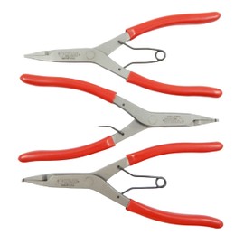 Wilde Lock Ring Plier Set 3pc Straight Right Angle and Thin Bent Curved 9" Length Made In USA G409.NP, G408.NP, and G407.NP Pliers