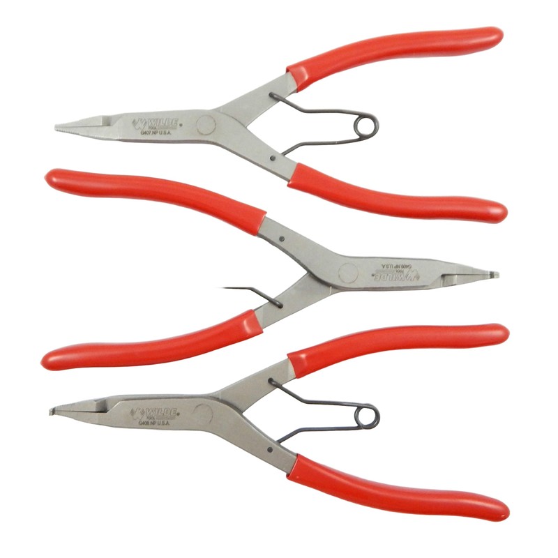Wilde Lock Ring Plier Set 3pc Straight Right Angle and