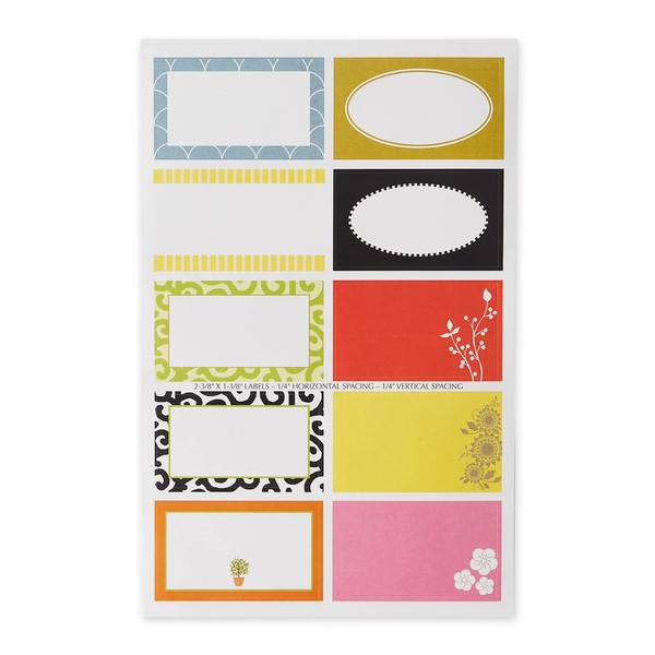 RSVP International Mason Canning Labels Gift & Storage Stickers for Jam & Jelly Jars, Bottles, Cookie Tins, Rectangle, Set/50, Assorted Colors/Patterns