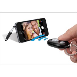 Wedo 26107001 Selfie Maker Fernauslöser (Bluetooth, Selbstauslöser Fernbedienung, inkl. TouchStand für Smartphone) schwarz