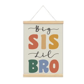 foedor Big Sister Little Brother Poster Hanger Frame,Toddler Kids playroom Wall Decor,Big Sister Little Brother Wall Decor for Kids Room Playroom Nursery,12x16 Inch