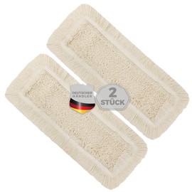 Okaei Pack of 2 Mop Cover (40 cm) – Floor Mop Cover for Dry and Wet Cleaning – Floor Mop Cover for All Standard Mop Holders and Presses – High-Quality Wiper Cover, Beige