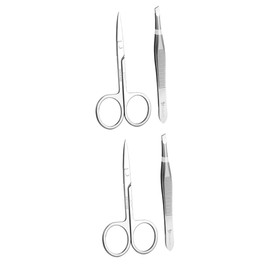 FOMIYES 2 Sets Professional Eyebrow Trimmer Scissors Stainless Steel Brow Grooming Kit