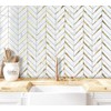 DICOFUN Polished White Marble PVC Mixed Metal Gold Herringbone Tile