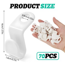 70-Pack White Clothes Hanger Connector Hooks - Space-Saving Wardrobe Organizer Accessories for Closet Efficiency, Compatible with Various Hangers, Durable Polypropylene Construction