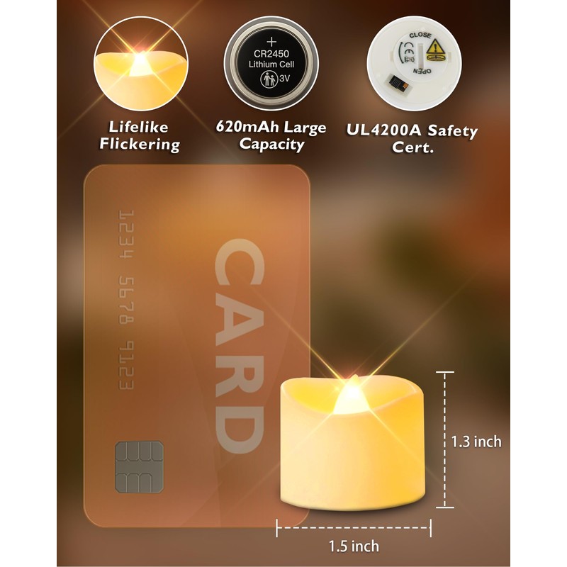 Homemory 12pcs Remote Timer LED Tea Lights Candles, 400+Hours Flickering