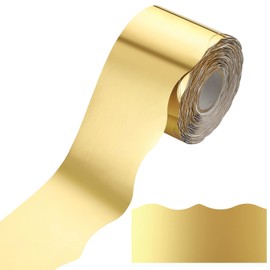 Ecally 65.6 ft Scalloped Bulletin Board Borders Classroom Borders Shine Scalloped Borders Decorative Bulletin Board Trim Poster Board Decorations for School Classroom Home Decor (Gold)