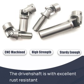 HOPLEX Stainless Steel Drive Shaft Front Rear Center Driveshafts for 1/18th TRX4M Defender Bronco RC Crawler Car Upgrades 2PCS(Silver)