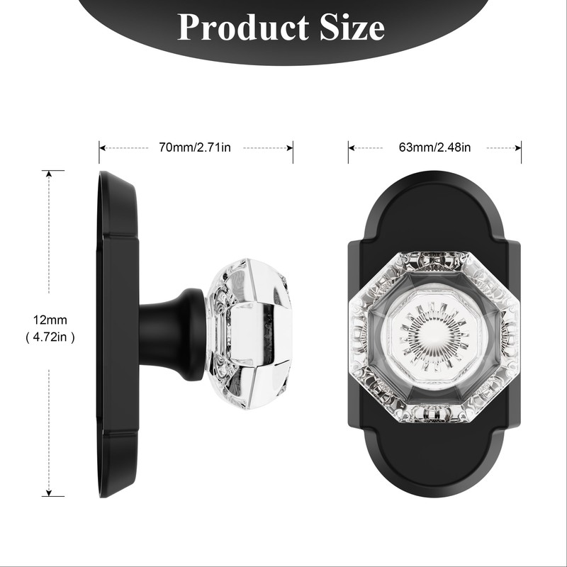 BonKuDoo 2 Pack Crystal Dummy Door Knobs, Inactive Glass Dummy