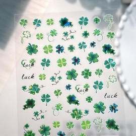 [Overseas] Four-leaf clover nail lucky three-leaf clover nail sticker 5D embossed 3D tip four-leaf clover nail sticker liquid free size/TJ-17 8 4ea
