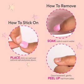 GoldFinger Little Diva Press On Nails, 24 Pcs Pre-Glued Stick On Nails for Kids, No Glue Required, Safe & Easy Removal with Water, For Children & Girls Ages 7+, Blue French Tip Flower Fake Nail Kit