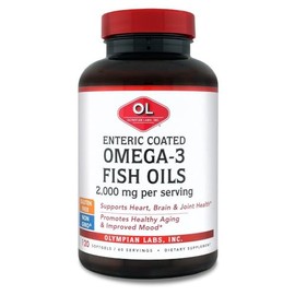 Olympian Labs Enteric Coated Omega 3 Fish Oils, 2000 mg per serving/ 60 servings, 120 Softgels