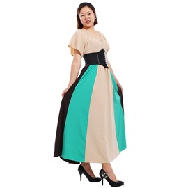 COSDREAMER Renaissance Dresses for Women Medieval Costume Irish Long Over Dress (Beige, S)