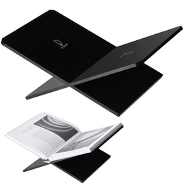 DECORANY Acrylic Book Stand 15 x 9 x 6 in Large Open Book Display Stand for Cookbook Art Book Bible Guest Book - Coffee Table Book Stand for Reading - Black, Large