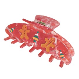 Christmas Hair Clips for Thick Hair for Women Medium Hair Claw Clips Christmas Theme Snowflake Gingerbread Man Design Winter Cute Hair Barrettes Hair Supplies Hair Styling Accessories 1Pcs (Pink)