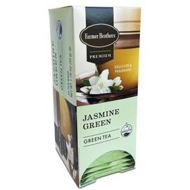 Farmer Brothers Premium Jasmine Green Tea, 25 Individually Wrapped Tea Bags – Smooth, Fragrant, Gluten-Free, Kosher Certified, Naturally Sweet and Floral Scented Tea