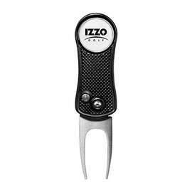 Izzo Golf Foldable Golf Divot Repair Tool with Removable Magnetic Golf Ball Marker, Black