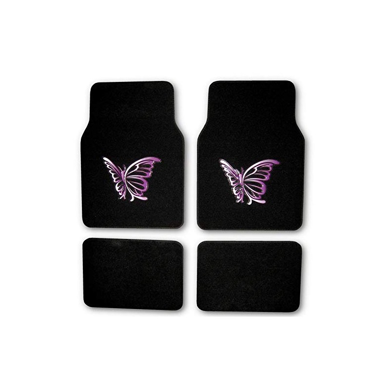 New 4 Pc Heavy Duty Black Butterfly Carpet Floor Universal