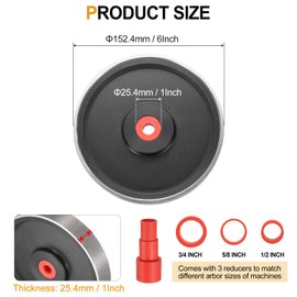 sourcing map Diamond Lapidary Wheel 6 Inch x 1 Inch with 1" Arbor Hole 240 Grit Jewelry Grinding Wheels with Reducers, for Stone, Marble, Gem, Glass, Ceramics, Crystal, Cemented Carbide, Steel
