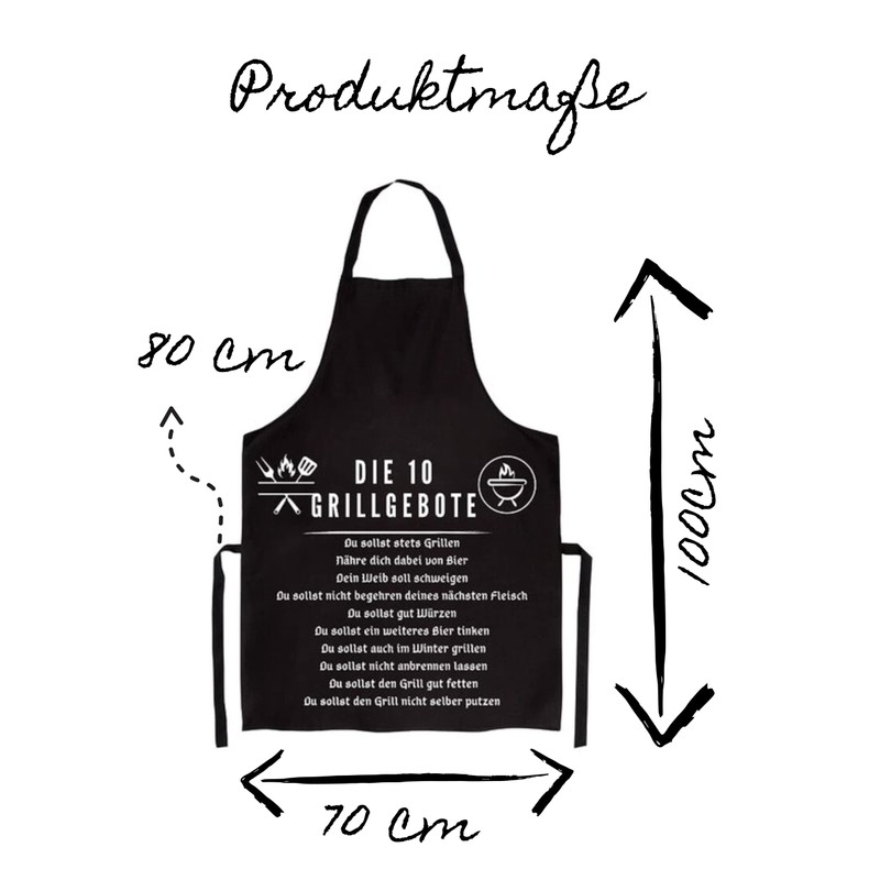 FremiBag BBQ Apron for Men with the 10 Grill Commandments