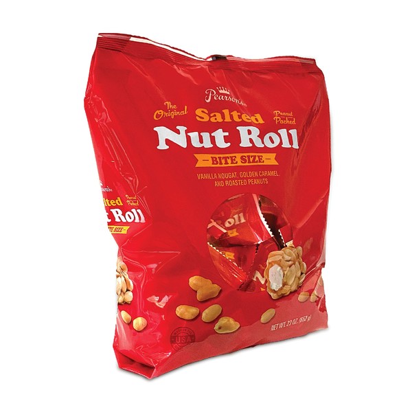 Pearson's Bite-Size Salted Nut Roll With Caramel Flavor | 23 oz. Bag | Bulk, Individually Wrapped