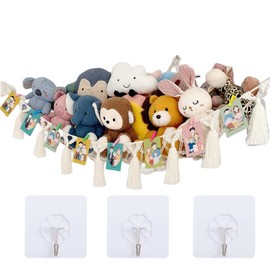 Storage Hammock, Stuffed Toy, Storage, Hammock, Storage Net, Stuffed Toy, Storage, Hanging, Triangular Hand-woven Cotton Rope, Corner Net, Children's Room Storage, Clean, Room, Nursery, Bath, Indoor