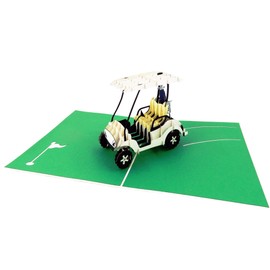 Golf Cart 3D Pop Up Greeting Card - Retirement, Happy Birthday Card, Fathers Day Card, Golf Gifts for Men, Golf lovers, Golfer Fans | Pop Card Express (Golf Cart Birthday Card (Dark Green))
