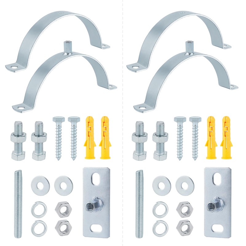 2 Pcs 3 Inch Adjustable Pipe Bracket, Heavy Duty Galvanized