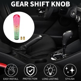 TUCKBOLD Car Shift Knob 20cm | Front Shift Lever Knob Universal for Automatic and Manual Vehicle Acrylic Pink Green with 2 Adapter 1 Set