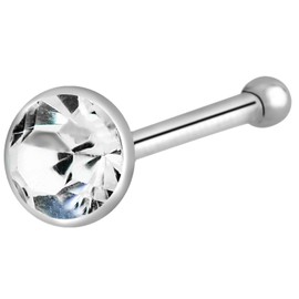 Forbidden Body Jewelry .925 Sterling Silver 22g 3mm Flat Top Clear Crystal Nose Stud, Crystal