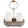 Mud Pie Ceramic Salt and Pepper Set in Wood Caddy,