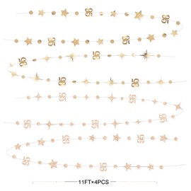 Champagne Gold 95th Birthday Decorations Number 95 Circle Dot Star Garland Streamer Banner Backdrop Cheers to 95 Years Old Birthday Happy 95th Anniversary Awesome Since 1931 Party Decor Supplies